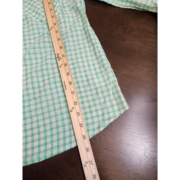 Merona Women's Green White Plaid Print Long Sleeves Button Up Blouse Top Size M - Picture 6 of 6